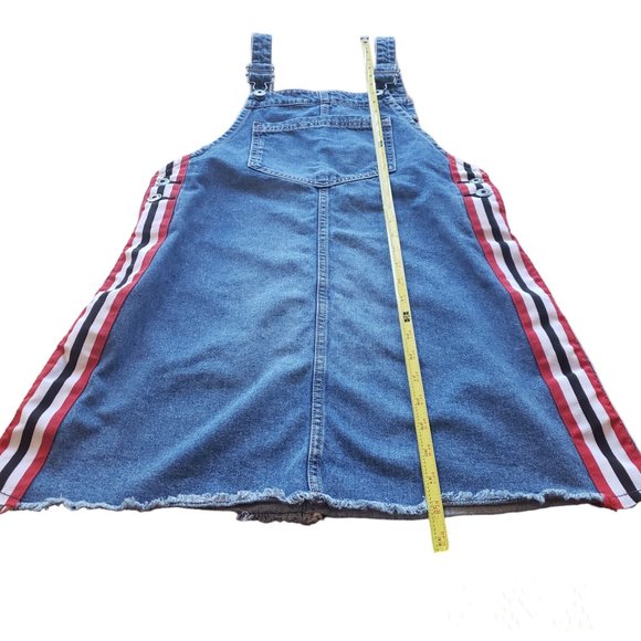 H&M Divided A-line Denim Jean Side Striped Overalls Romper Dress - Picture 6 of 12
